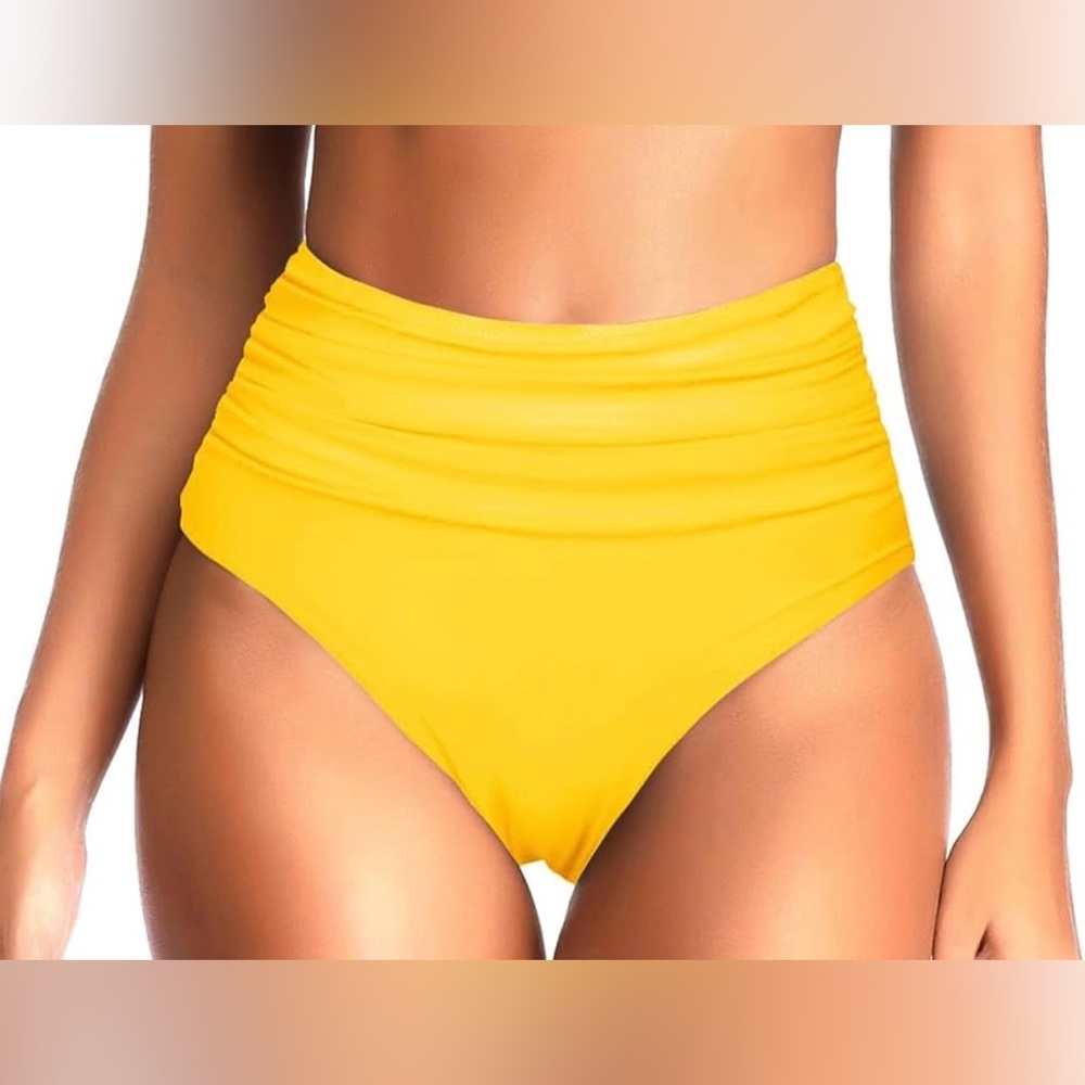 Tempt Me Women’s Ruched High Waist Bikini Bottom with Tummy Control NWOT Size S